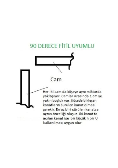8 Mm Alüminyum Cam Balkon Fitili H,H,90°,45°,22,5°,U