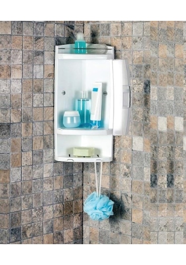 Primanova Banyo Köşe Rafı Kapaklı Şeffaf S05 Çok Renkli