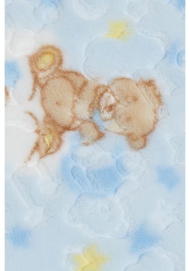 Breeze Golden Yenidoğan Bebek Battaniyesi Emboss Kabartma Ayıcık Desenli Mavi - Mavi