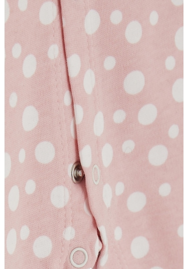 Breeze Kız Bebek Patikli Tulum Puantiye Desenli 0-3 Ay-6 Ay, Pembe