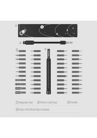 Symbee Jm-8184 Chromium Vanadium Çelik Tornavida Seti - 46 Parça Precision Tamir Aleti, Telefon Ve Cihaz Tamiri İçin, Yumuşak Çanta İle Diğer