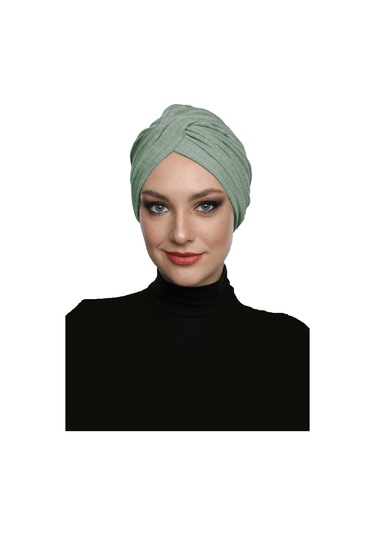 Çapraz Penye Astarlı Su Yeşili Hazır Türban Tesettür Havuz Bonesi Su Yeşili