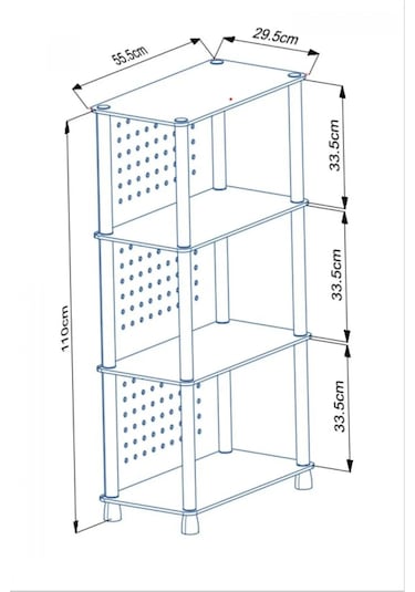 Çok Amaçlı 3 Raflı Ahşap Beyaz Modern Dekoratif Kitap Dosya Ev Of