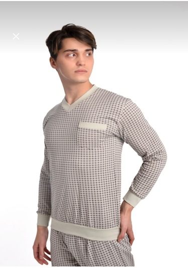 Aysun Tekstil Pamuklu Kumaştan Geniş Kesim Erkek Pijama Takımı