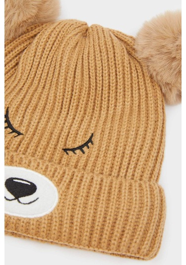 Defacto Erkek Bebek Nakışlı İçi Polarlı Triko Bere C8601a525wnbn281 Kahve