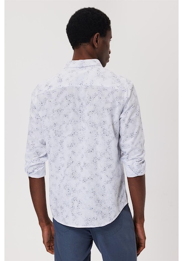 Lee Cooper Sanremo Erkek Dokuma Gömlek 15812 Beyaz Lacivert Beyaz - Lacivert