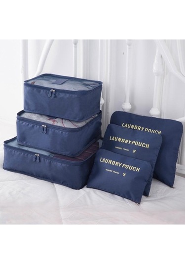 Novahub Mavi Seyahat Su Geçirmez Naylon Fermuar Örgü Saklama Çantası Seti Elbise Çantası Bagaj Organizatör Konteyner Diğer