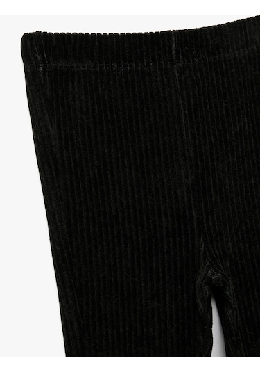 Koton Beli Lastikli Basic İspanyol Paça Kadife Tayt Siyah 6wmg40075ak Siyah