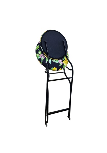 Katlanabilir Limon Desenli Metal Sandalye Siyah