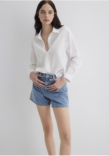 Mavi - Dokulu Ekru Gömlek 1210839-70057 Ekru