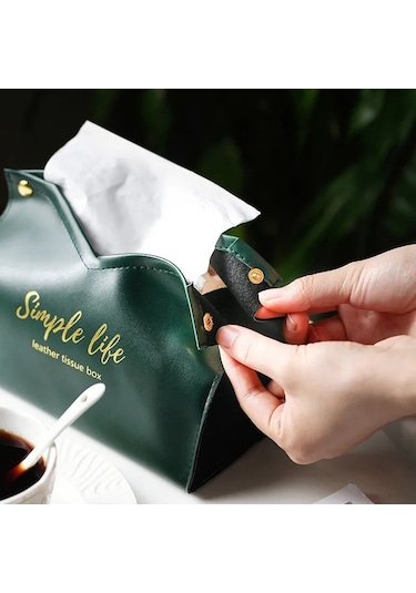 Yeşil Deri Doku Kutusu Araba Doku Kutusu Ev Oturma Odası Dekorasyon Yatak Odası Mutfak Masaüstü Modern İskandinav Saklama Kutusu Peçete Tutucu