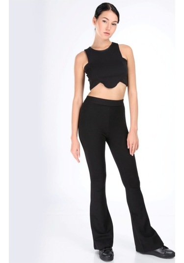 Incebelli Kadın Siyah Ispanyol Paça Çelik Örme Taytsiyahm Siyah