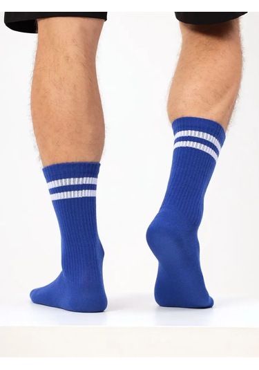 Novomoskovskij Trikotaz Erkek Çorapları Seti 3 Çift, Yüksek, Düz Renkli, Spor 24811149 Açık Mavi