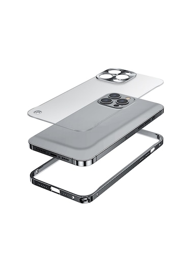 Apple Uyumlu  iPhone 12 Pro Max Metal Çerçeveli Buzlu Kılıf