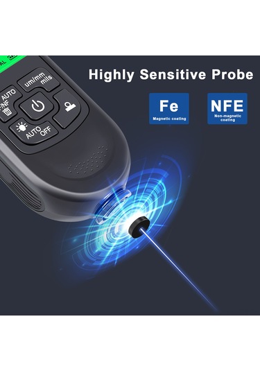 Singree Hw-300pro Çok Fonksiyonlu Kaplama Kalınlık Ölçer - Otomatik Kapanma, Fe/nfe Modlu, 0-2000μm Hassas Ölçüm Siyah