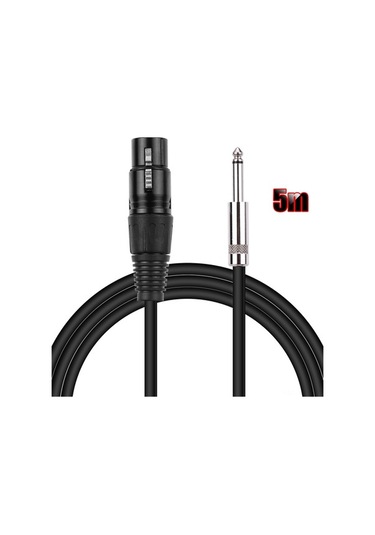 Profesyonel Ses Kablosu: Ggiant Xlr Dişi - 1/4 Ts Mono Gürültü Azaltmalı 5m Mikrofon Kablosu