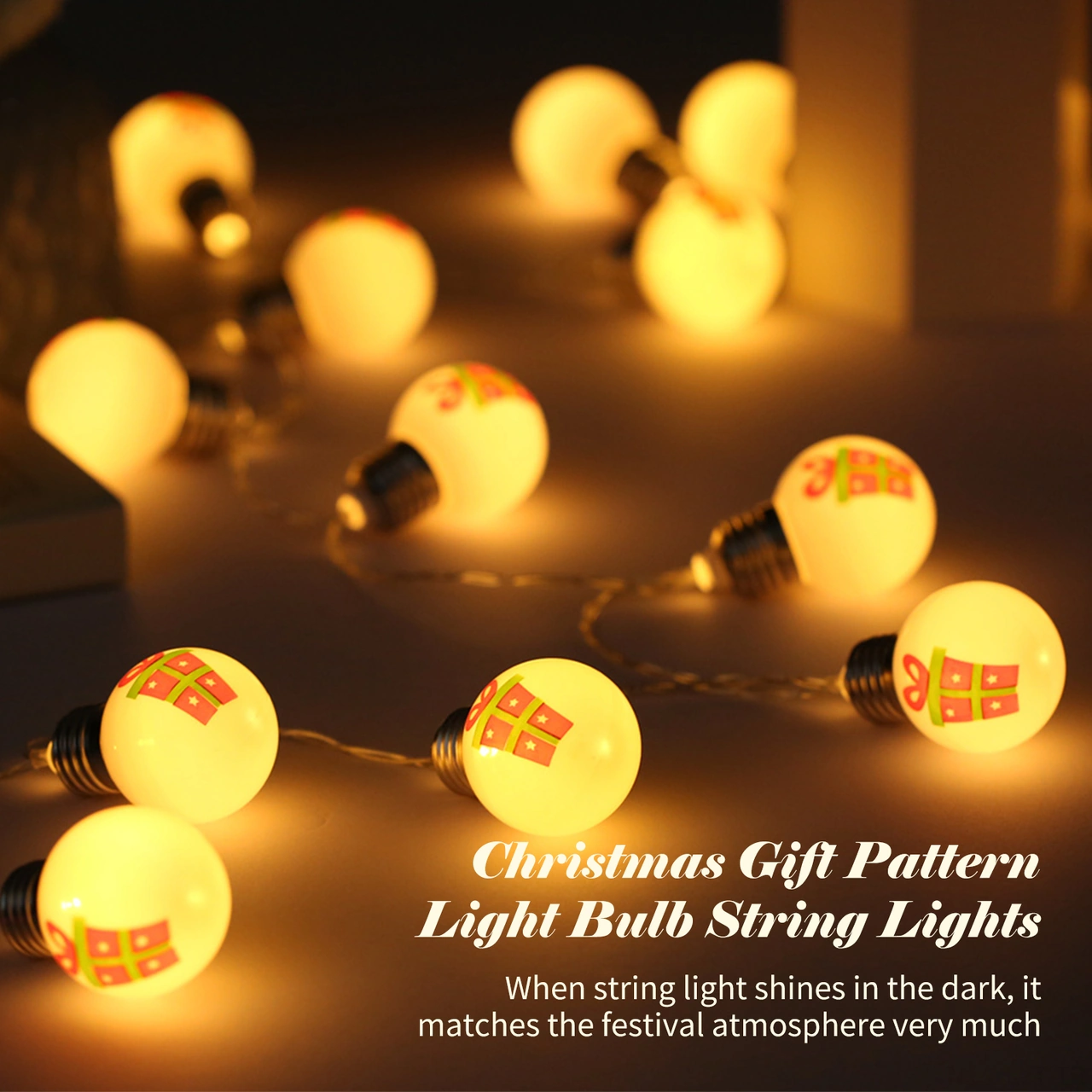 Youtek 1.5m 10 Led Noel Hediyesi Desenli Sürekli Aydınlatma Işık Zinciri - Noel Ve Bayram Dekorasyonu 2xaa Pil Gerekiyor, Pil Dahil Değil Diğer