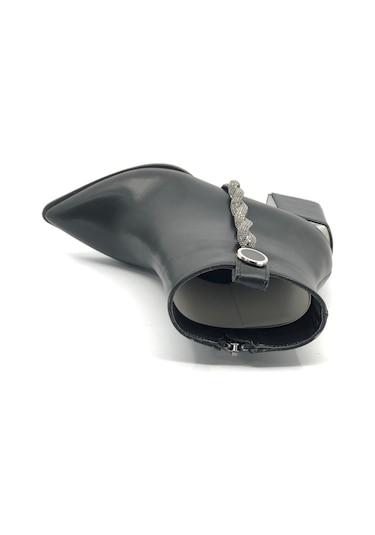 Feles Burgu Şerit Taş Detaylı Klasik Kadın Bot 001