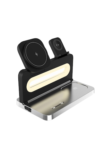 S-link Sw-cwf120 Siyah Telefon Kulaklık Akıllı Saat 15w 3 İn 1 Magsafe Kablosuz Şarj Cihazı Siyah