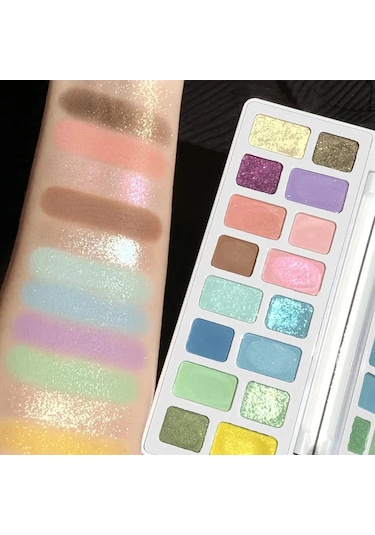 Dıkalu 16 Renk Göz Farı Paleti Profesyonel Kadın Makyaj Uzun Ömürlü İnci Parlak 08 01