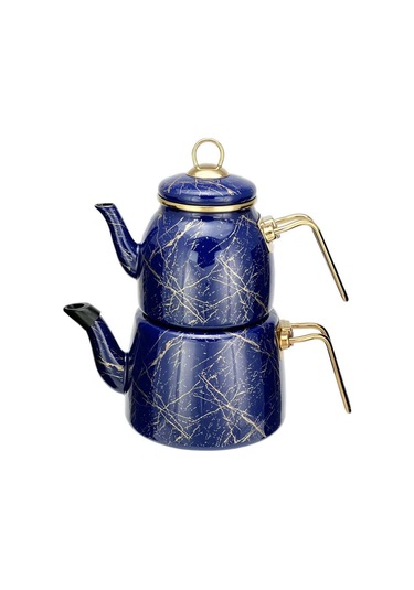 Nishev.com Evini Sev Elite Class Kırık Mermer Desenli Çaydanlık Lacivert