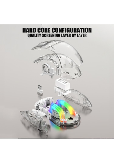 Reedark Xyh20  Bt5.0 2.4g Kablosuz  3 Modlu 2.4g Kablosuz Bt5.0 Ve Usb Kablolu Şeffaf Rgb