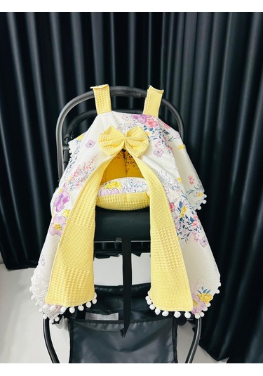 Torino 90 100 Müslin Minder Ve Puset Örtüsü 2li Set - Sarı Sarı