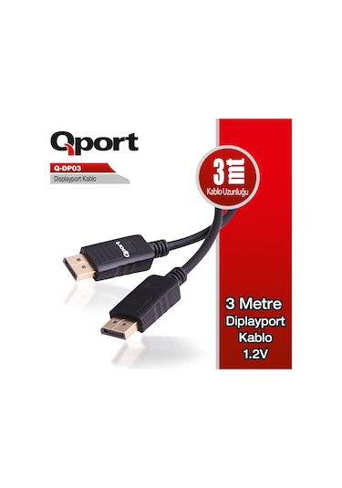 Qport Q-Dp03 Display Port 1.2V 3 Metre Kablo