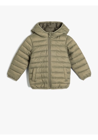 Koton Şişme Mont Kapşonlu Cepli Fermuarlı Ada Çayı 5wmb20009tw Açık Yeşil