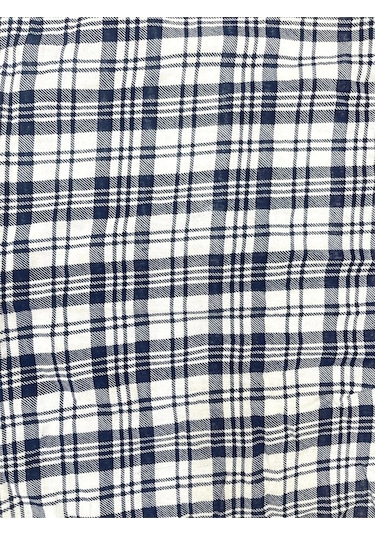 Desenli Penye Diz Altı Büyük Beden Anne Kadın Kapri Lacivert Ekose