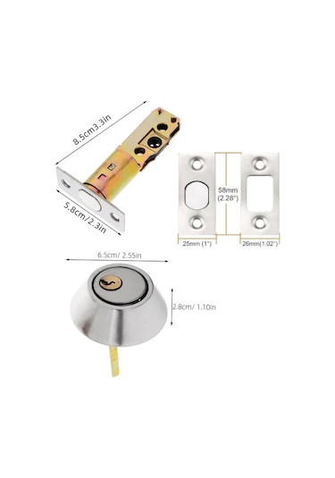 Chuangyinshop Tek Taraflı Silindirli Ölü Kilit Hırsızlık Önleyici Paslanmaz Çelik Kapı Donanımı