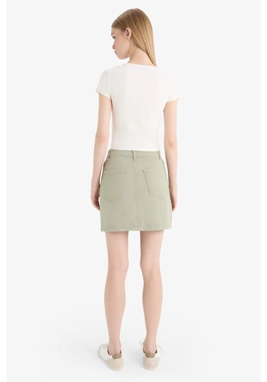DeFacto Coool Normal Bel Gabardin Mini Etek E5346AX25SPGN497 Yeşil