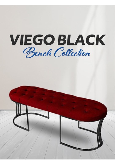 Viego Siyah Bench Puf Bordo