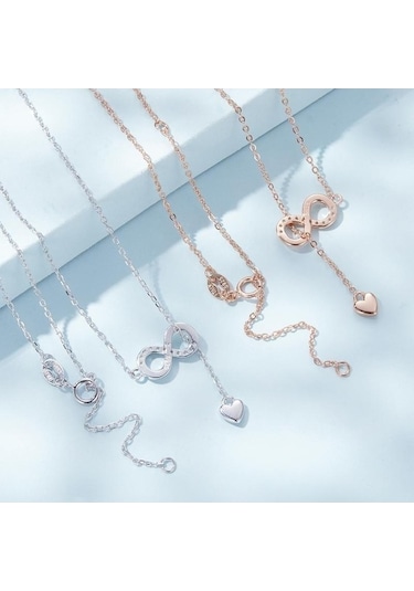 Novahub 925 Ayar Gümüş Infinity Zincir Kolye Kadınlar İçin Bamoer Aşk Hediyesi Gümüş Kolye, Torun, Anne, Kız, Teyze, Kız Kardeşler İçin Mükemmel Hediye Çok Renkli