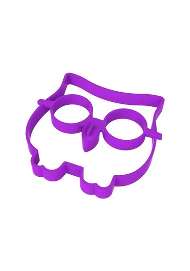 Moveevo Baykuş Şekilli Silikon Yumurta Pişirici, Mutfak Pancake Kalıbı, Teflon Kaplama Uyumlu Mor