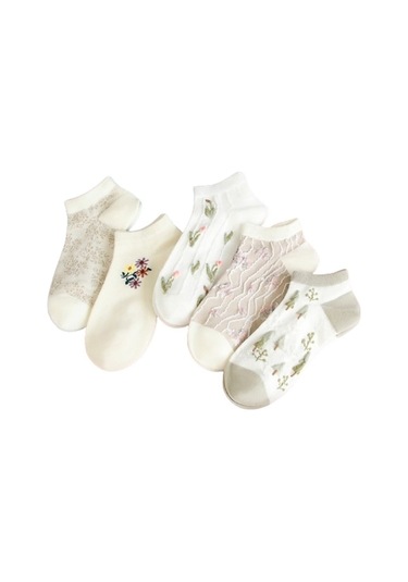 Bgk Bgk Cck742 Çiçek Desenli Kadın Kısa Çorap 5'li Çok Renkli Renkli 3