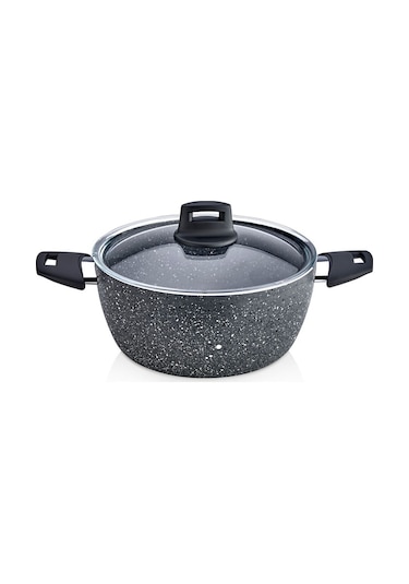 Eda Cookware Zetra Zk-021 Tencere Basık Granit 22 CM Gri