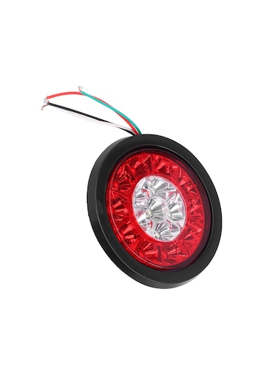 Reedark 16led Dairesel İki Renkli Araç Arka Feneri 12-24v, Kırmızı-beyaz, Sinyal Ve Durma Fonksiyonu, Su Geçirmez, Mk-272
