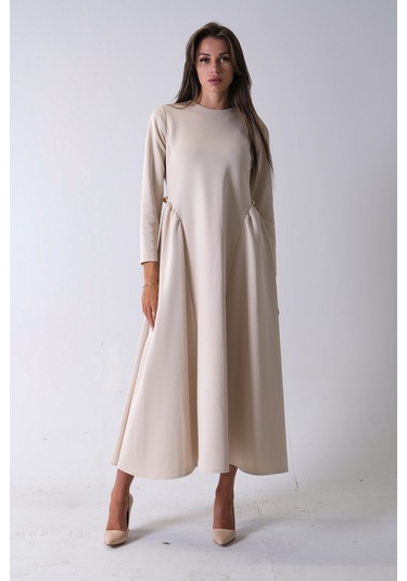 Feminist Taş Bisiklet Yaka Scuba Tesettür Elbise 4593445.50 Taş