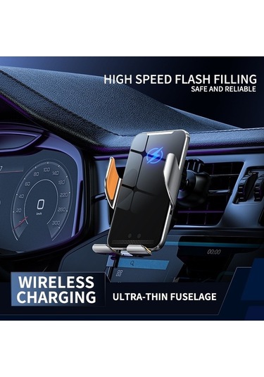 C9 Araç Kablosuz Şarj Cihazı Telefon Tutucu Kızılötesi Otomatik Sıkıştırma Metal Telefon Montajlı