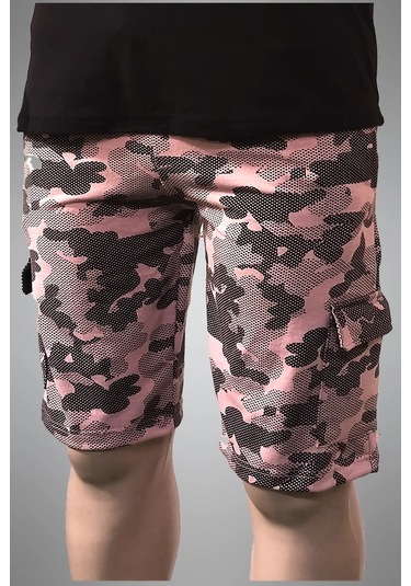 Kargo Cepli Pamuklu Erkek Şort Pudra Kamuflaj