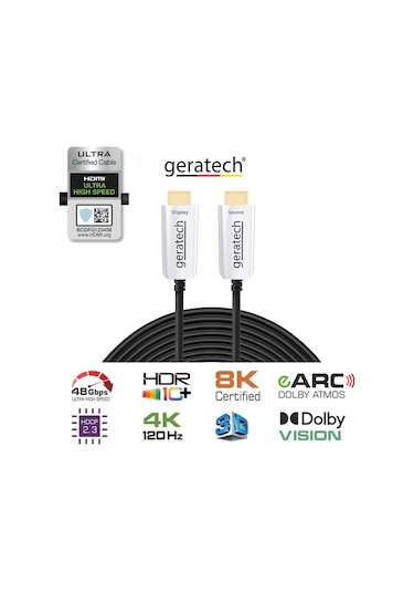 Geratech 4K-8K 48Gbps Hdr Optik Hdmi 2.1. Kablo 10 Mt