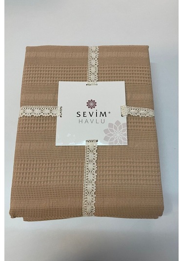 Çift Kişilik Waffle Pike 210x230cm, %100 Pamuk, Petekli Pike Bej