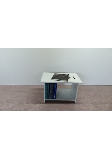 KOBİÇ RAFLI OFİS SEHPASI 60X45X45 CM (BEYAZ)