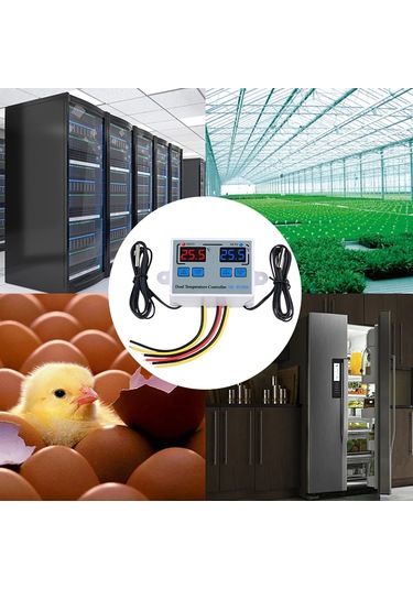 Teltree Xk-w1088 Dc24v Dijital Ekranlı İki Kontrollü Akıllı Sıcaklık Regülatörü - Ayarlanabilir Termostat Anahtarı