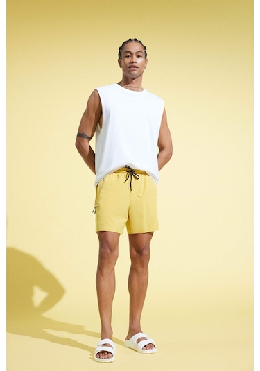 Defacto Defactofit Baskılı Esnek Dokulu Kısa Boy Sporcu Deniz Şortu C5138ax25hsyl468 Sarı