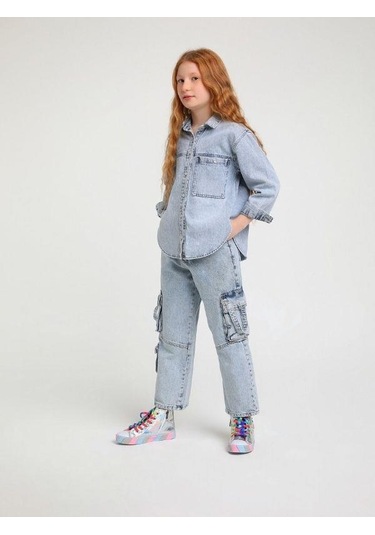 Jack Lions Kız Çocuk Paçası Üç Cepli Kot Pantolon-14185 Buz Mavi