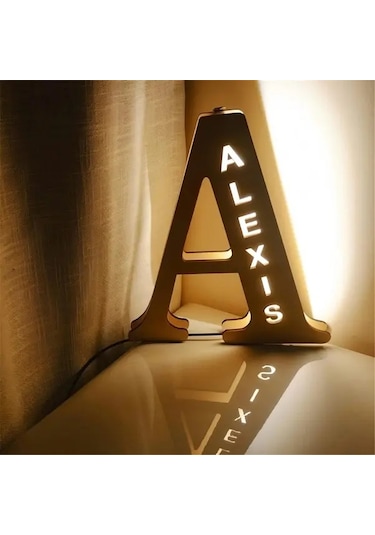 Willowhaven Kişiselleştirilmiş Ahşap Gece Lambası 29cm 11.42inch Usb Led Işık Yatak Odası Dekor Beyaz