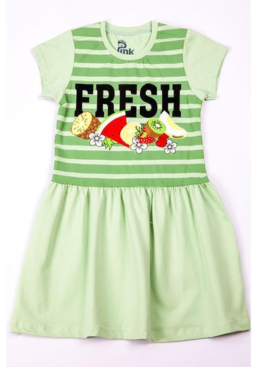 Kız Çocuk Elbise Baskılı A37 SU YEŞİLİ