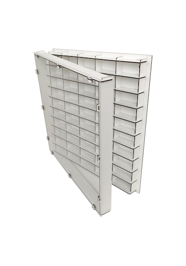 Beyaz Şeffaf Kapaklı Ahşap Hobi Oyuncak Araba Rafı